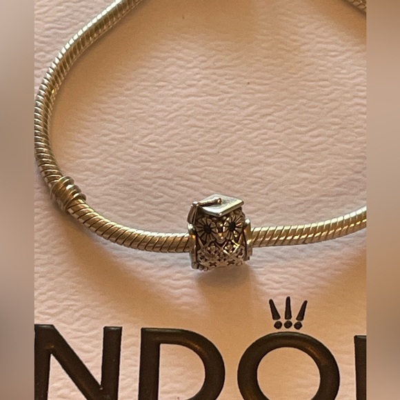 Authentic Pandora studious wise owl charm Sterling with clear and blue cz - Picture 7 of 7